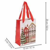 gjenstander Julegavepose med hus og juletre, 16 cm, 2 stk.