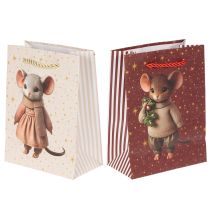 gjenstander Julegavepose med musemotiv, 16 cm, 2 stk.