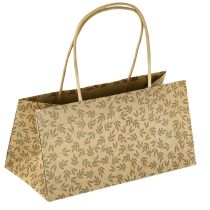 gjenstander Gavepose av papir, naturlige brune blader, 20×10×10 cm, 6 stk.