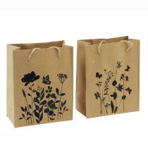 gjenstander Gaveposer med håndtak papir natursvart 12×15cm 6 stk