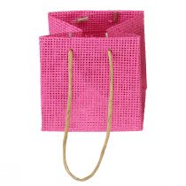 gjenstander Gaveposer med håndtak papir rosa gul grønn tekstil look 10,5cm 12stk