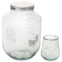 gjenstander Drikkedispenser i resirkulert glass med tappekran og 4 glass, H25,5 cm