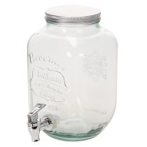 gjenstander Drikkedispenser i resirkulert glass med tappekran og 4 glass, H25,5 cm