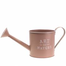 gjenstander Vintage dekorativ blomsterpotte/vannkanne, antikk rosa sink, Ø16,5 cm H17 cm