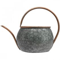 gjenstander Dekorativ vannkanne i metall, vintage landlig stil, hagedekorasjon, for planting, sølvkobber, L41cm Ø26cm H30cm
