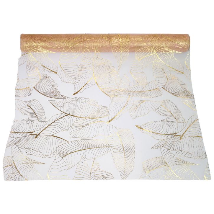 gjenstander Bordløper høst bordløper bladdekor oransje gull 48x450cm