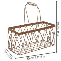 gjenstander Trådkurv, metall, rustlook, 28x13,5x14cm, 2 stk.