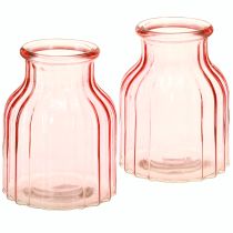 gjenstander Glass blomstervase retro rosa tonet Ø11cm H14,5cm 2stk