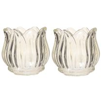 gjenstander Glass telysholder tulipan telys glass klar Ø7cm H7cm 2stk
