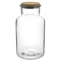 Glass med korklokk Dekorglass med klar kork Ø14cm H26cm