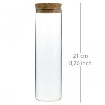 Glass med korklokk Glassylinder med kork Klar Ø6cm H21cm
