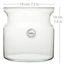 Blomstervase glass klar dekorativ glassvase Ø19cm H19cm