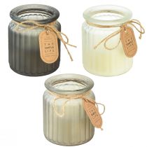 gjenstander Duftlys i glass sandeltre korklokk H9cm 3stk