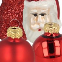 Mini julepynt figurer og kuler assortert glass 3cm 9stk