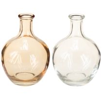 gjenstander Minivase i glassflaske, ravfarget og klar, Ø7,5 cm, H11 cm, 4 stk.