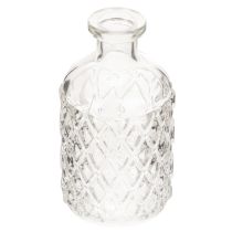 gjenstander Glassflaske med diamantmønster, dekorativ flaske, vase, liten, 13 cm, 6 stk.