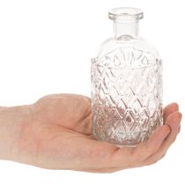 gjenstander Glassflaske med diamantmønster, dekorativ flaske, vase, liten, 13 cm, 6 stk.