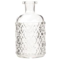 gjenstander Glassflaske med diamantmønster, dekorativ flaske, vase, liten, 13 cm, 6 stk.