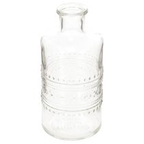 gjenstander Glassflaske med mønster, sylindrisk, klar, dekorativ vase, 15 cm, 6 stk.