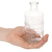 gjenstander Glassflaske med mønster, sylindrisk, klar, dekorativ vase, 15 cm, 6 stk.