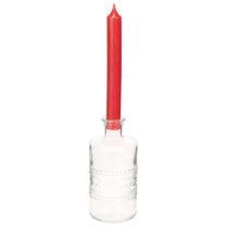 gjenstander Glassflaske med mønster, sylindrisk, klar, dekorativ vase, 15 cm, 6 stk.