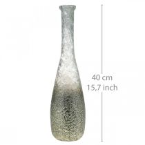 gjenstander Tofarget glassvase, borddekor i ekte glass klart, sølv H40cm