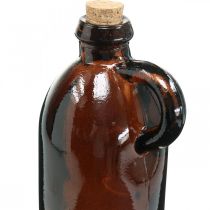 Glassflaske vintage med kork og håndtak brun Ø7,5 cm H22cm