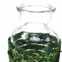 Dekorativt flaskeglass med raffiagrønt H10cm 4stk