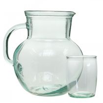 gjenstander Glasskanne med drikkeglass, drikkesett for servering blåaktig klar H20cm/11,5cm 5 stk.