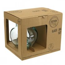 gjenstander Glasskanne med drikkeglass, drikkesett for servering blåaktig klar H20cm/11,5cm 5 stk.