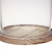 gjenstander Glassklokke med treplate glassdekor Ø17cm H25cm