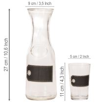 gjenstander Glasskaraffel H27 cm med 4 glass H11 cm