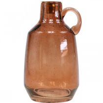 gjenstander Lysestake glassstang lys brun glassdekor H22cm