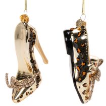 gjenstander Glass skopynt med leopardmønster juletrepynt 13 cm 2 stk