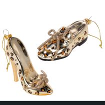 gjenstander Glass skopynt med leopardmønster juletrepynt 13 cm 2 stk