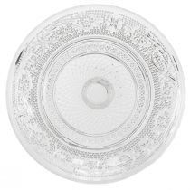 gjenstander Glassplate på fot Flat glassbolle med klart mønster Ø15cm