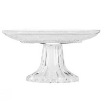 gjenstander Glassplate på fot Flat glassbolle med klart mønster Ø15cm