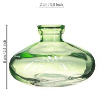 gjenstander Glassvase bulbøs grønne minivaser glass Ø9cm H6cm 6 stk