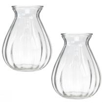 gjenstander Glassvase pærevase med riller klar Ø11cm H14cm 2stk
