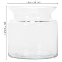 gjenstander Klar glassvase, dekorativ glassvase med kant, til lysestake eller blomstervase, 15 cm