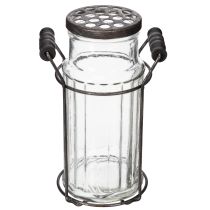 gjenstander Glassflaske i metallkurv, ideell for dekorative detaljer i stuen, 20 cm