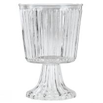 gjenstander Glassvase med fot dekorativ riflet glasskopp Ø13cm H19cm