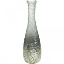 Blomstervase av glass, bordvase tofarget ekte glass klar, sølv H30cm