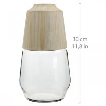 gjenstander Glassvase med dekorativ trevase blomstervase klar H30cm