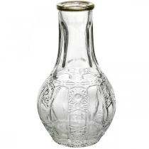 Glassvase krystalllook, blomstervase med gullkant Ø6,5 cm H11,5 cm