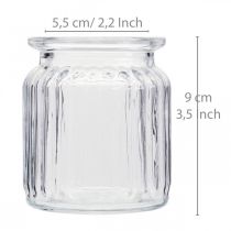 gjenstander Glassvase ribbet vase glass Ø7,5cm H9cm 4stk