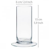 gjenstander Glassvase med base, klar, Ø6 cm, H15 cm