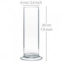 gjenstander Glassvase med base, klar, Ø6 cm, H20 cm