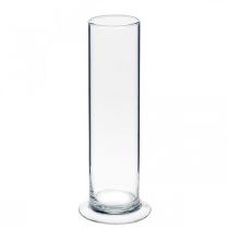 gjenstander Glassvase med base, klar, Ø6 cm, H25 cm