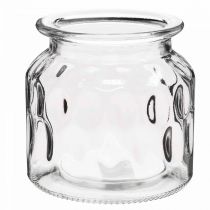 gjenstander Glassvase med mønster, lanterne klart glass H11cm Ø11cm